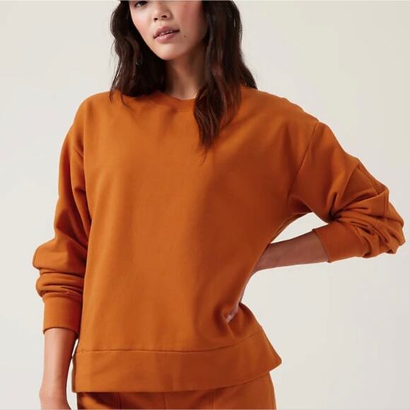 Athleta Tops - Athleta Retroplush Crew neck Sweatshirt Orange | Size M
